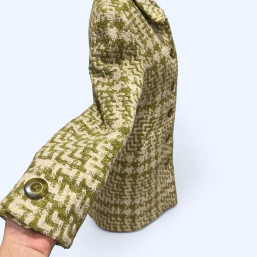 Caslon wool blend tailored coat in the prettiest olive + cream textured tweed - Picture 3 of 8